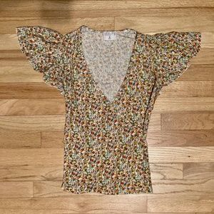 Dainty Floral Faux Wrap Top